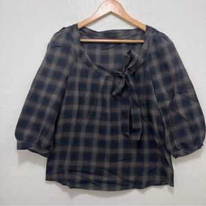 Comptoir Des Cotonniers Plaid Blouse Size 42 Cotton Lightweight